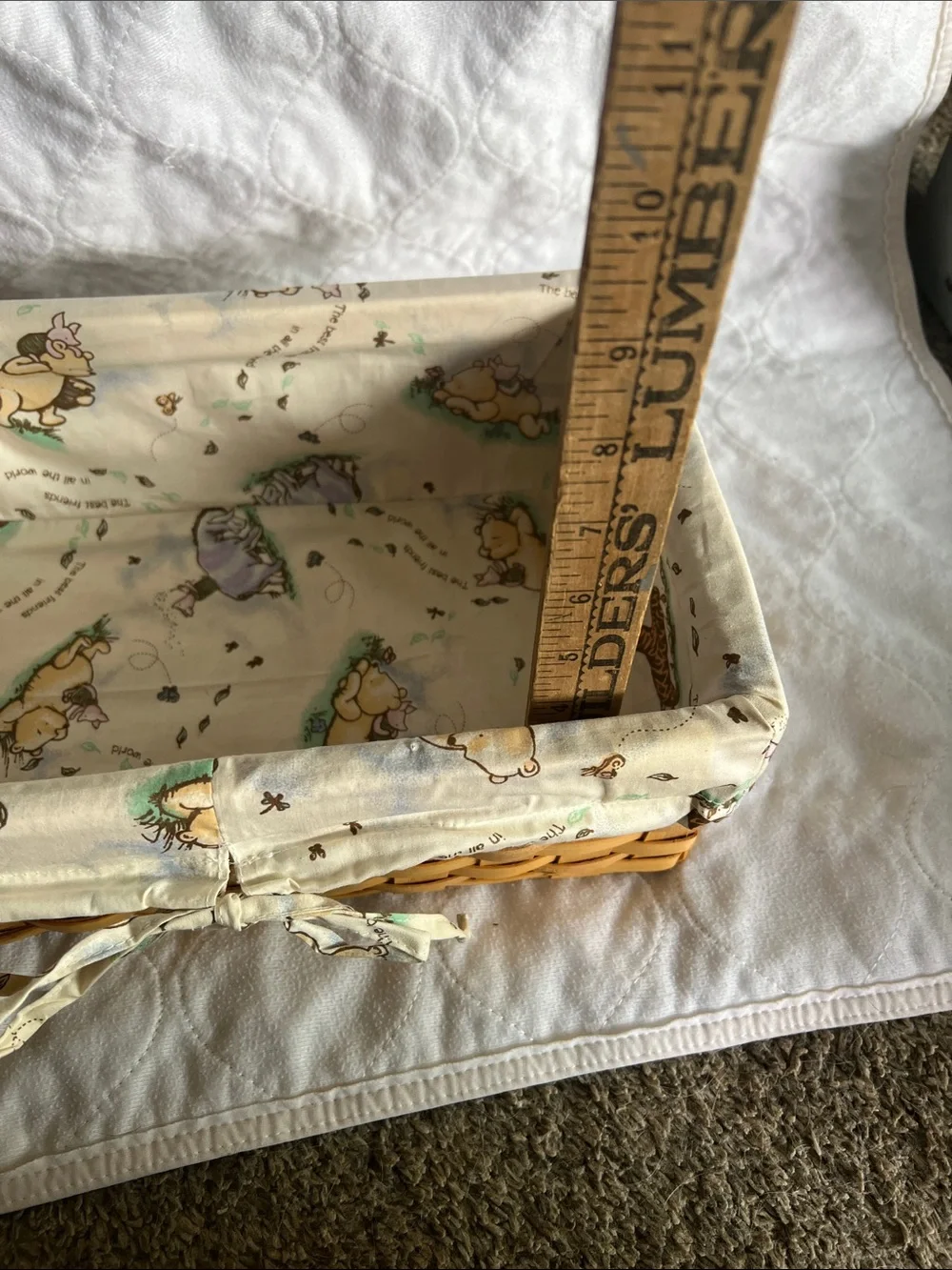 Natural Woven Rectangular Storage Baskets with Classic Pooh Liners (Set of 3)